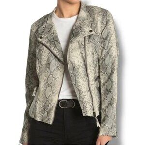 Blank NYC Faux Leather Moto Jacket Snakeskin Print - Women's Size Small